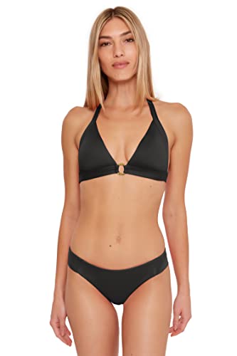 Trina Turk Women's Standard Monaco Tab Side Hipster Bikini Bottom-Cheeky Coverage, Swimwear Separates, Black, 8