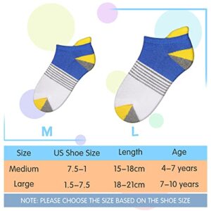 Comfoex Boys Socks 4-6 6-8 8-10 Years Old Ankle Athletic Cotton Socks For Kids Short Half Cushioned Socks 6 Pairs