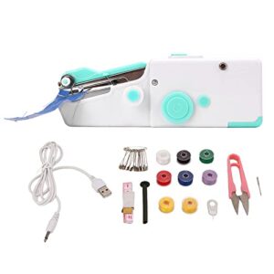 handheld sewing machine, portable mini sewing machine hand held small mending machine household tool for fabrics clothing kids cloth home diy beginners travel quick sewing