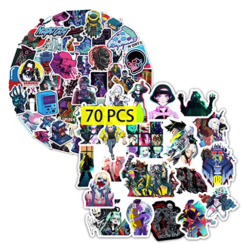 Pounchi Cyber Game Stickers (70 Pcs) Gaming Anime Stickers for Kids Teens for Computers Laptop Skateboard Guitar Luggage Vinyl Decal