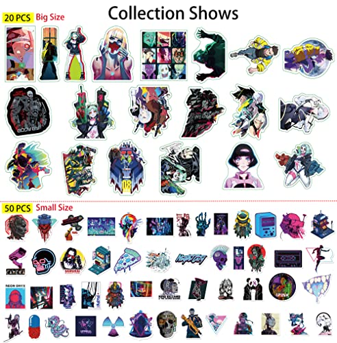 Pounchi Cyber Game Stickers (70 Pcs) Gaming Anime Stickers for Kids Teens for Computers Laptop Skateboard Guitar Luggage Vinyl Decal