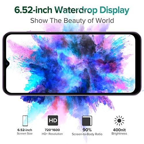 Ulefone Note 14 (2022) 4G Smartphone, 6.52" Waterdrop Incell Full- Screen, Android 12, 4500mAh Battery, 8GB RAM Helio A22, 13MP Dual Camera, Type-C, Slim Design, Cell Phones - Purple