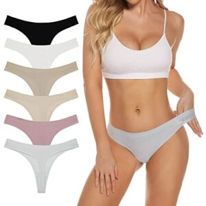 jaywan seamless thongs underwear for women breathable stretch thong panties no show thong 6 pack s-xl