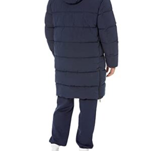 Amazon Essentials Men's Recycled Polyester Hooded Long Puffer, Navy, X-Large