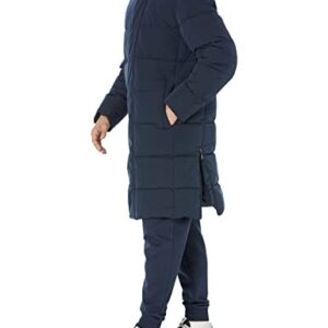 Amazon Essentials Men's Recycled Polyester Hooded Long Puffer, Navy, X-Large