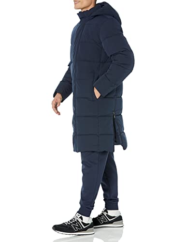 Amazon Essentials Men's Recycled Polyester Hooded Long Puffer, Navy, X-Large