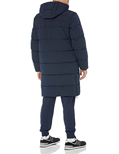 Amazon Essentials Men's Recycled Polyester Hooded Long Puffer, Navy, X-Large