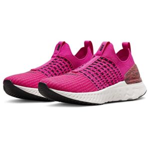 Nike React Phantom Run Flyknit 2 DQ7649-600 Pink-Black Women's Running Sneakers 8.5 US, Pink Prime/Phantom/Habanero Red/Black