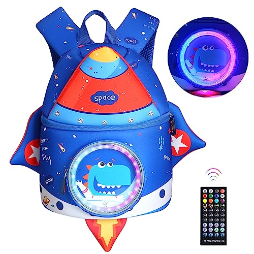 yisibo Led Lights Dinosaur Backpack Waterproof Toddler Backpack Kindergarten Preschool Schoolbag for Kids Baby Boys Girls…