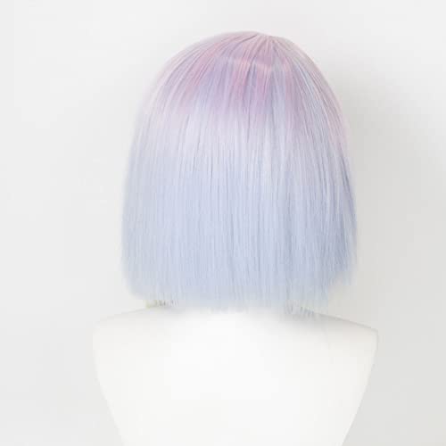 XiongXiongLe Halloween Wig Cosplay Anime Cyberpunk Edgerunners Lucy Cos Role Playing Pink Blue Yellow Gradient Women's Costume Hair Wigs for Women Girls Party Daily Wear(Lucy)
