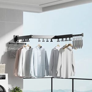 baiciwe wall mounted clothes drying rack, retractable laundry drying rack, clothes drying rack folding indoor, space saver, drying rack clothing for balcony, laundry, bathroom, patio(tri-fold)