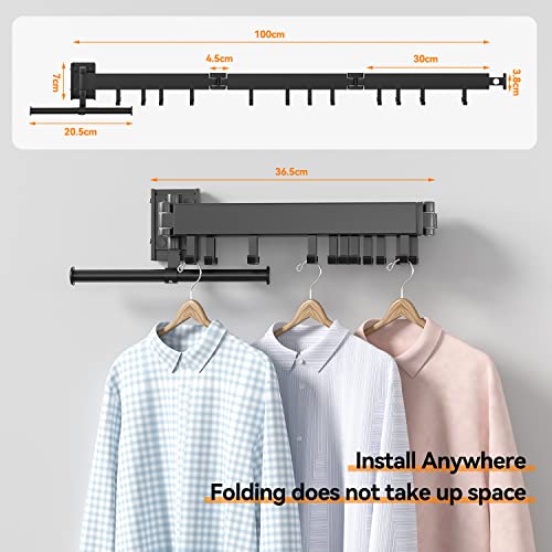 BAICIWE Wall Mounted Clothes Drying Rack, Retractable Laundry Drying Rack, Clothes Drying Rack Folding Indoor, Space Saver, Drying Rack Clothing for Balcony, Laundry, Bathroom, Patio(Tri-Fold)