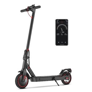 iscooter i9 electric scooter adults and teenages, 15.6 mph, 18 miles range, 8.5'' solid tires, 350w foldable and cruise control escooter with double braking system and app