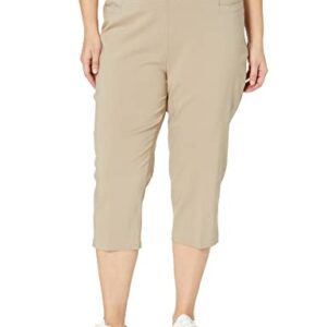 Briggs New York Womens Plus-Size Pull On Capri Pocket Casual Pants, Cobblestone, 20 Plus