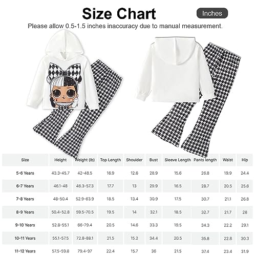 L.O.L. Surprise! Girls Clothes Hoodie and Pant Long Sleeve Stars Print Sweatshirt Leggings Girls Outfits Sets 2Pcs White 7-8 Years