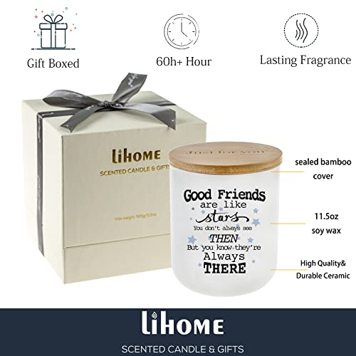 Lihome Going Away Gifts for Friends - Friend Birthday Gifts for Women, Candles for Home Scented, Handmade Ceramic Jar 11.5oz Natural Soy Wax…