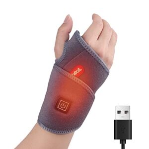 comfheat wrist heating pad wrap for pain relief, heated wrist brace heat therapy for carpal tunnel relief, sprains, swelling, de quervain's tenosynovitis, tendonitis hand pain - left right hand grey