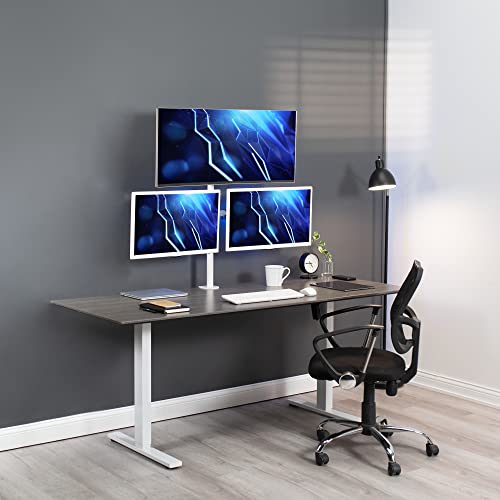 VIVO Triple LCD Monitor Desk Mount Stand Heavy Duty and Fully Adjustable, 3 Screens up to 30 inches, White STAND-V003TW