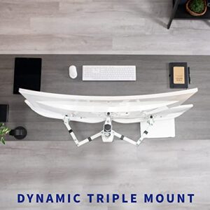 VIVO Triple LCD Monitor Desk Mount Stand Heavy Duty and Fully Adjustable, 3 Screens up to 30 inches, White STAND-V003TW