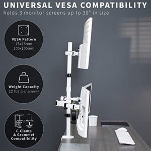 VIVO Triple LCD Monitor Desk Mount Stand Heavy Duty and Fully Adjustable, 3 Screens up to 30 inches, White STAND-V003TW