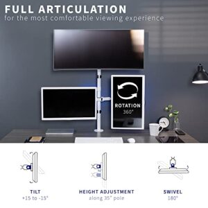 VIVO Triple LCD Monitor Desk Mount Stand Heavy Duty and Fully Adjustable, 3 Screens up to 30 inches, White STAND-V003TW