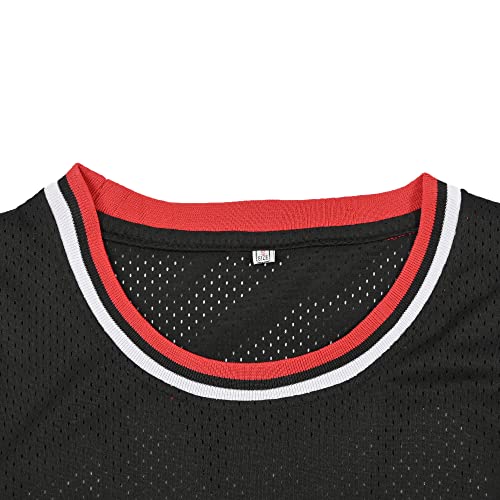 Men's 23#90S Basketball Jersey Street Party Team Custom Basketball Jersey Basketball Fan's Gift Red/Black S-XXL (Black, M)