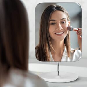 LFOYOU Table Vanity Mirror with Stand - Makeup Mirror for Desk - Adjustable Flexible Gooseneck, 360°Rotation Folding Portable Bathroom Shaving Cosmetic Mirror Square