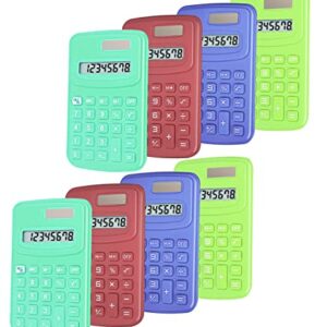 Basic Calculator Dual Power 8 Digit Silicone Button Desktop Calculator (4 Colors, Set of 8)