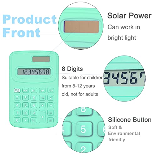 Basic Calculator Dual Power 8 Digit Silicone Button Desktop Calculator (4 Colors, Set of 8)