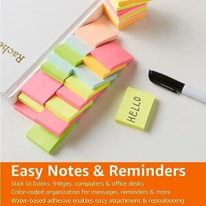 Amazon Basics Mini Sticky Notes, 1.5 x 2-Inch, Assorted Colors, 24-Pack