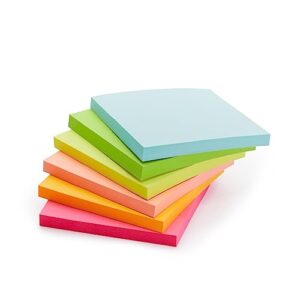 Amazon Basics Square Sticky Notes, 3 x 3-Inch, Assorted Colors, 12-Pack