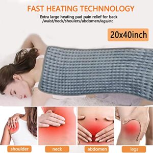 Cestbin Extra Large Heating Pad - 20"x 40" Electric Heating Pad for Back Pain Relief, 10 Heat Settings Heating Pads for Cramps, Auto Shut Off, King Hot Heated Soft Moist Heat Pad for Neck Shoulders