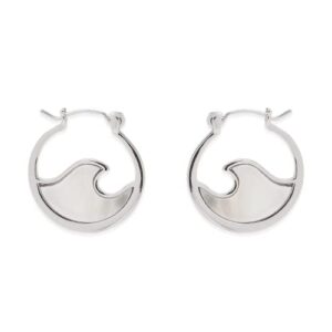 pura vida silver mother of pearl mini wave hoop earrings - handmade earrings, boho earrings - sterling silver earrings for women, statement earrings for women, boho jewelry for women - 1 pair