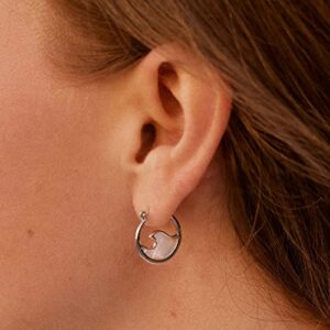 Pura Vida Silver Mother of Pearl Mini Wave Hoop Earrings - Handmade Earrings, Boho Earrings - Sterling Silver Earrings for Women, Statement Earrings for Women, Boho Jewelry for Women - 1 Pair