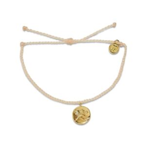 pura vida bracelet gold crystal wave coin charm bracelet - handmade with czech crystal, adjustable with waterproof band - stackable bracelets for teen girls, handmade bracelets for teens - vanilla