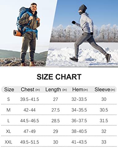 Pudolla Men's Lightweight Puffer Jacket Winter Thermal Running Jacket Hybrid Waterproof Down Coat for Golf Hiking(Dark Grey Large)