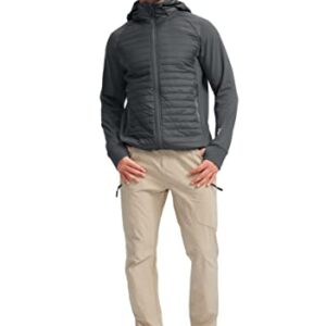 Pudolla Men's Lightweight Puffer Jacket Winter Thermal Running Jacket Hybrid Waterproof Down Coat for Golf Hiking(Dark Grey Large)