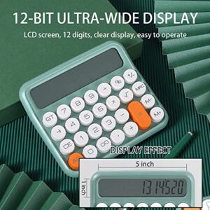 Standard Calculator 12 Digit,Desktop Large Display and Buttons,Calculator with Large LCD Display for Office,School, Home & Business Use,Automatic Sleep,with Battery.6 * 5.15in (Green)