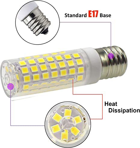 SSXBF E17 Dimmable LED 7W Microwave Oven Bulb - Intermediate Base LED Appliance Light,AC110V120V,Daylight White 6000K,8206232A Ceramic， 75W Halogen Bulb Equivalent(2pack)