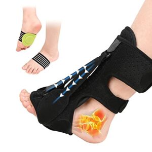 upgrade plantar fasciitis night splint ,haisalin foot drop orthotic brace for women & men,relief brace for plantar fasciitis relief, heel, ankle, arch foot pain, achilles tendonitis,matching arch support insoles(black)