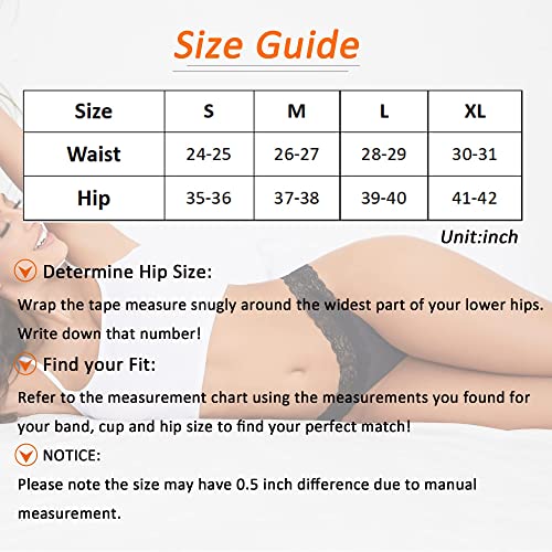 LEITNIAS Seamless Thongs For Women Lace Underwear Seamless Panties Bikini Bottom T-Back Tanga No Show Underwear For Women 6 Pack