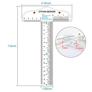 6 Inches Acrylic Clear T-Square Ruler, 3 Pack, T Square Ruler, Transparent, T Ruler, for Crafting Drafting and General Layout Work Art Framing & Drafting Scrapbooking Crafting