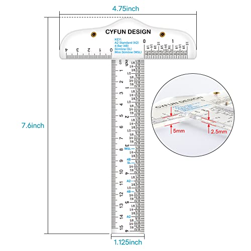 6 Inches Acrylic Clear T-Square Ruler, 3 Pack, T Square Ruler, Transparent, T Ruler, for Crafting Drafting and General Layout Work Art Framing & Drafting Scrapbooking Crafting