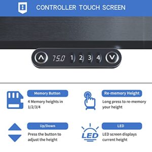 BUNOEM L-Shaped 59" Height Adjustable Electric Standing Desk, Sit and Stand Up Computer Desk For Home Office with Splice Board (Black Top, Black Frame)