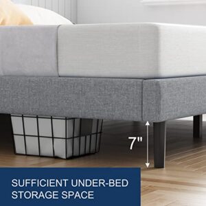 Molblly Full Bed Frame Upholstered Platform with Headboard and Strong Wooden Slats, Strong Weight Capacity, Non-Slip and Noise-Free,No Box Spring Needed, Easy Assembly,Light Gray Full Bed
