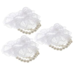 toddmomy pearl bracelet elastic pearl wrist corsage bands 10pcs faux pearl wedding wristlets diy lace wrist corsages accessories for wedding prom bride hand corsage wristlet