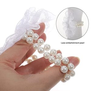 Toddmomy Pearl Bracelet Elastic Pearl Wrist Corsage Bands 10pcs Faux Pearl Wedding Wristlets DIY Lace Wrist Corsages Accessories for Wedding Prom Bride Hand Corsage Wristlet
