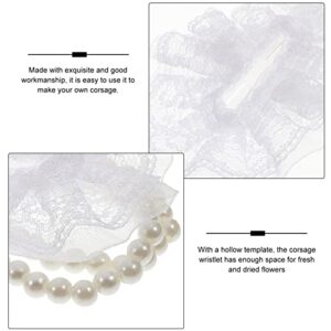 Toddmomy Pearl Bracelet Elastic Pearl Wrist Corsage Bands 10pcs Faux Pearl Wedding Wristlets DIY Lace Wrist Corsages Accessories for Wedding Prom Bride Hand Corsage Wristlet