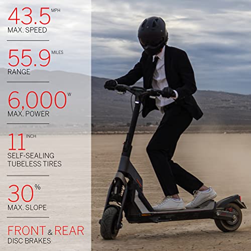 Segway SuperScooter GT2P Electric Scooter, Up to 55.9 Miles and 43.5 MPH, E Scooter Adults for Commuting w/t 11" Anti-Puncture Tubeless Tires, 2WD, Transparent Display, Suspension System