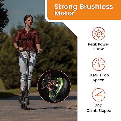 NAVEE Electric Scooter N40,600W Max Power,10" Pneumatic Tires,25-30 Miles Range & 19MPH Speed, Dual Brake System,IPX4 Waterproof, Commuter E-Scooter for Adults 220lbs